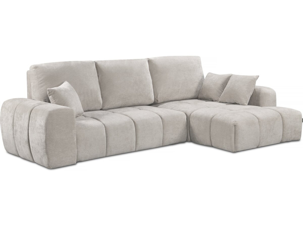 Ecksofa „Verneuil“ rechts mit Schlaffunktion aus Chenille-Stoff  – 3 Sitze – Beige