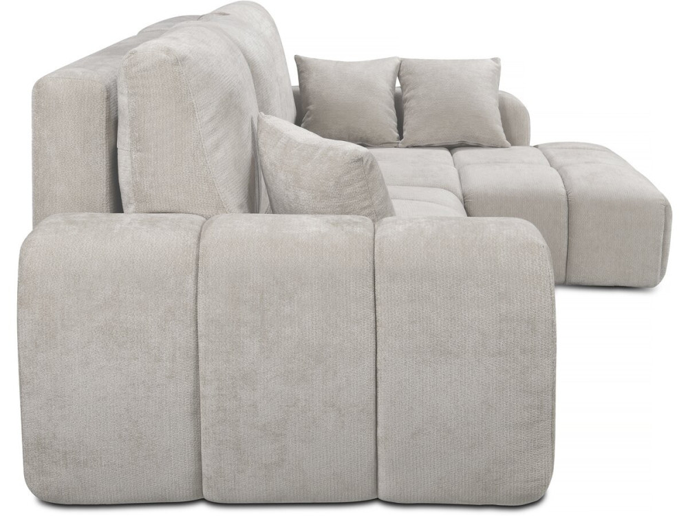 Ecksofa „Verneuil“ rechts mit Schlaffunktion aus Chenille-Stoff  – 3 Sitze – Beige