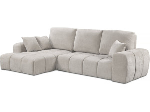 Ecksofa links mit Schlaffunktion aus Chenille-Stoff „Verneuil“ – 3 Sitze – Beige