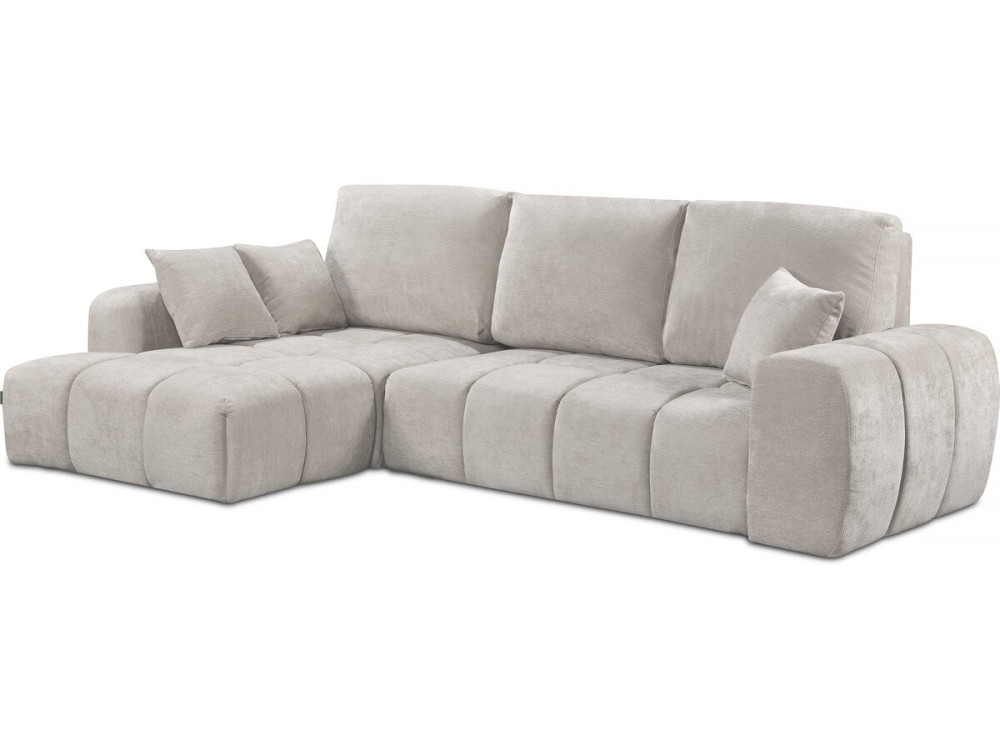 Ecksofa links mit Schlaffunktion aus Chenille-Stoff „Verneuil“ – 3 Sitze – Beige
