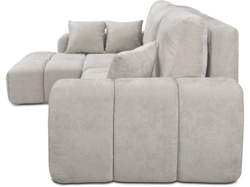 Ecksofa links mit Schlaffunktion aus Chenille-Stoff „Verneuil“ – 3 Sitze – Beige