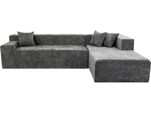 Ecksofa aus strukturiertem Stoff „Tessaro” – 4-Sitzer – Grau