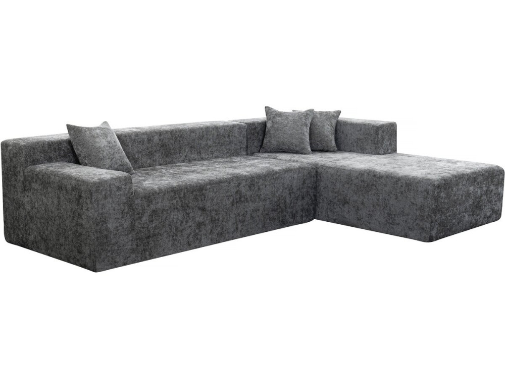 Ecksofa aus strukturiertem Stoff „Tessaro” – 4-Sitzer – Grau
