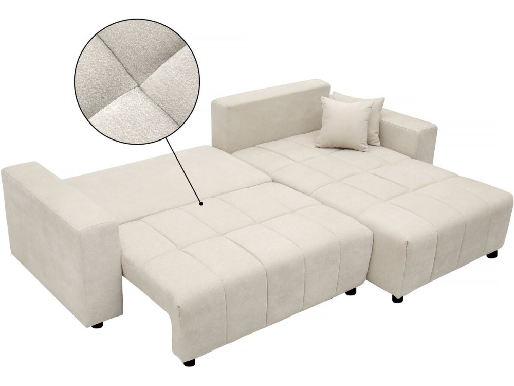 „George“ 4-Sitzer Eckschlafsofa im Bubble-Design mit Chenille-Bezug – Beige