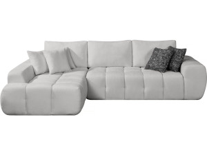 Ecksofa links, Stoff, Bubble-Stil "Sidonie" - 4-Sitzer - Grau