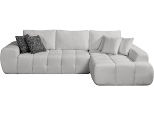 Ecksofa, rechts, Stoff, Bubble-Stil "Sidonie" - 4-Sitzer - Grau