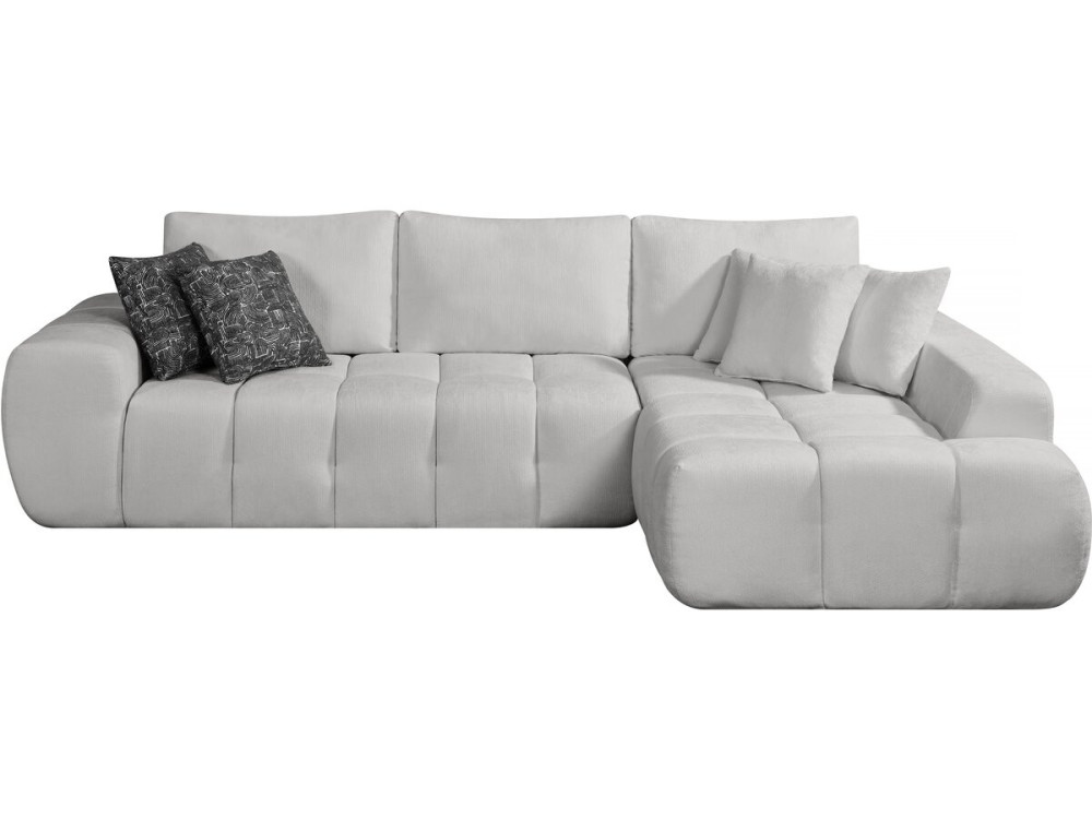 Ecksofa, rechts, Stoff, Bubble-Stil "Sidonie" - 4-Sitzer - Grau