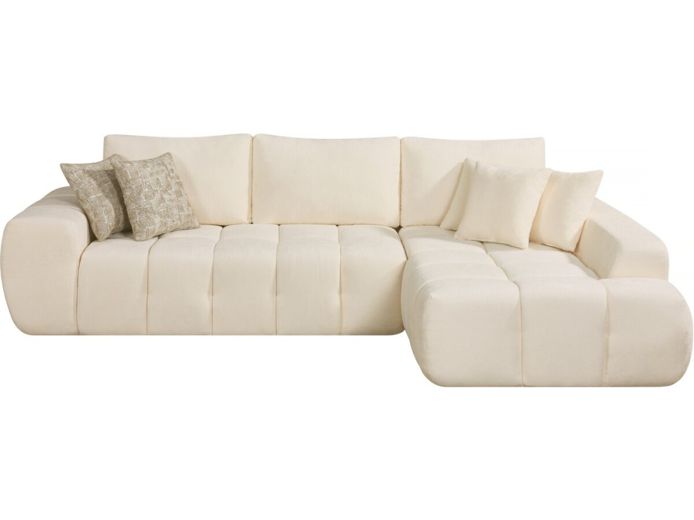 Ecksofa, rechts, Stoff, Bubble-Stil "Sidonie" - 4-Sitzer - Beige