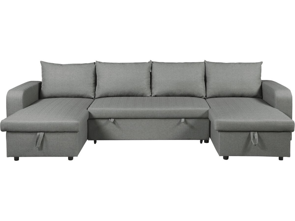 Panorama-Ecksofa mit Stoffbezug "Victor" - 4-Sitzer - Grau