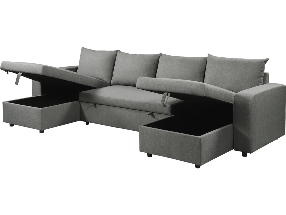 Panorama-Ecksofa mit Stoffbezug "Victor" - 4-Sitzer - Grau