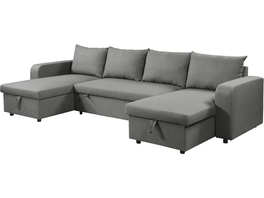 Panorama-Ecksofa mit Stoffbezug "Victor" - 4-Sitzer - Grau