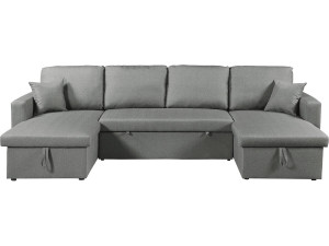 Panorama-Ecksofa mit Stoffbezug "Alain" - 4-Sitzer - Grau