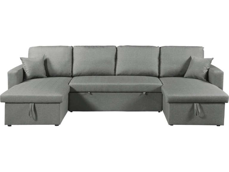 Panorama-Ecksofa mit Stoffbezug "Alain" - 4-Sitzer - Grau