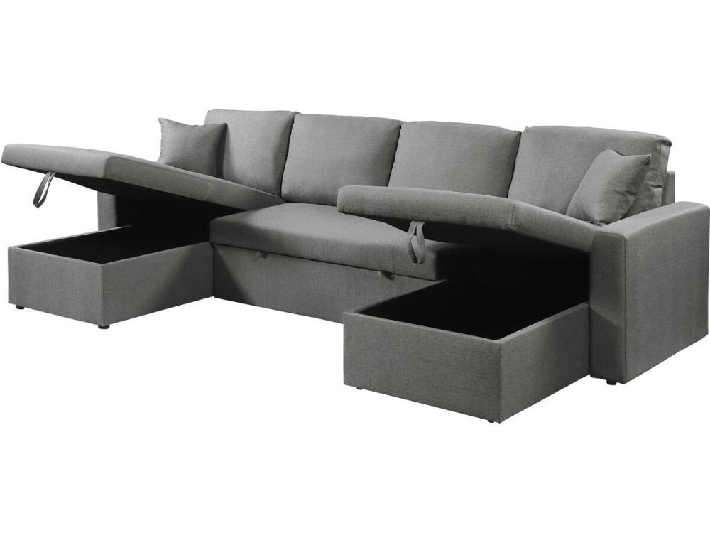Panorama-Ecksofa mit Stoffbezug "Alain" - 4-Sitzer - Grau