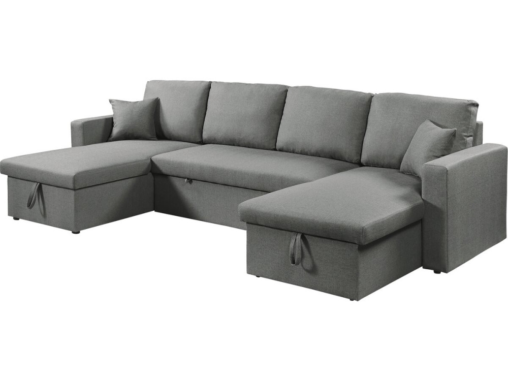 Panorama-Ecksofa mit Stoffbezug "Alain" - 4-Sitzer - Grau