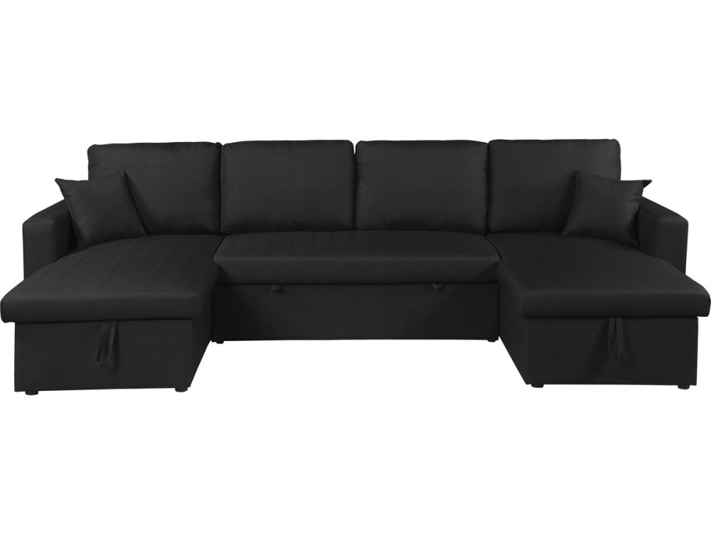 Panorama-Ecksofa mit Stoffbezug "Alain" - 4-Sitzer - Schwarz