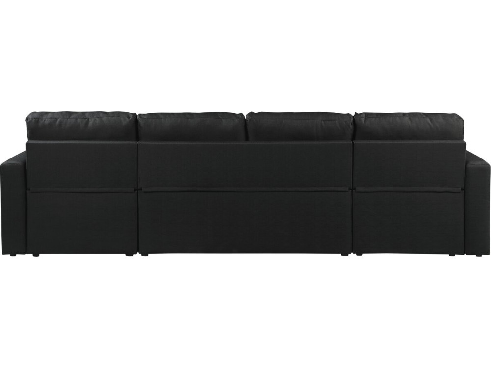 Panorama-Ecksofa mit Stoffbezug "Alain" - 4-Sitzer - Schwarz