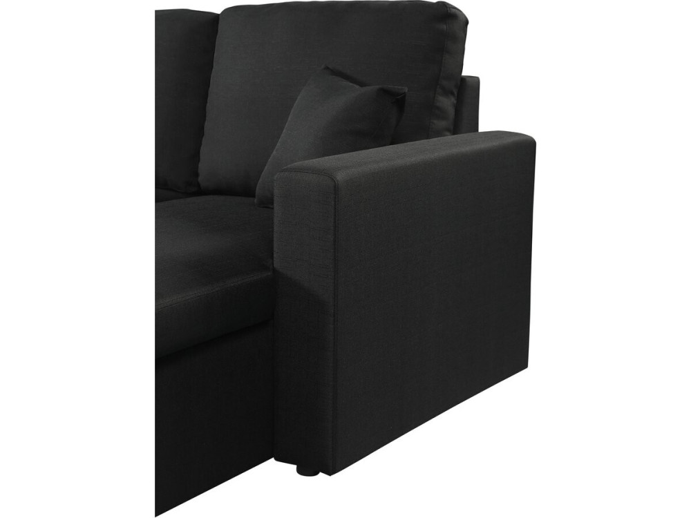 Panorama-Ecksofa mit Stoffbezug "Alain" - 4-Sitzer - Schwarz