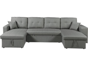 Panorama-Ecksofa mit Stoffbezug "Axel" - 4-Sitzer - Grau