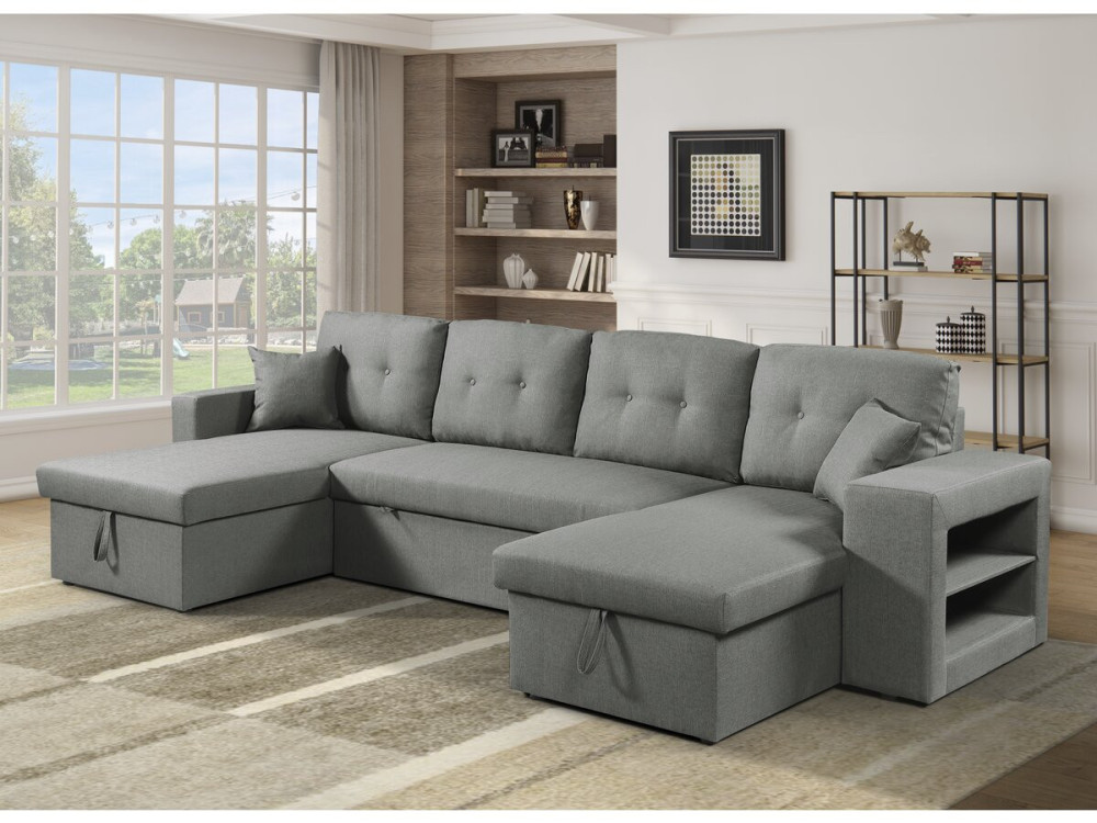 Panorama-Ecksofa mit Stoffbezug "Axel" - 4-Sitzer - Grau