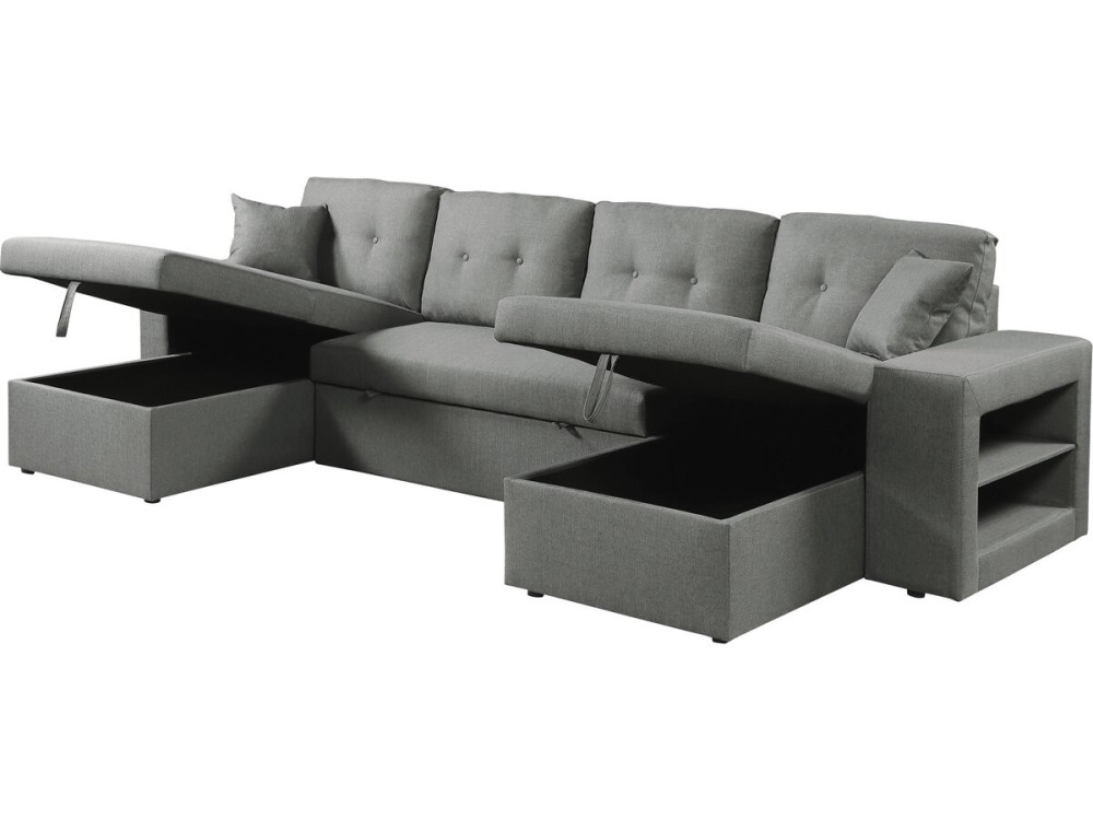 Panorama-Ecksofa mit Stoffbezug "Axel" - 4-Sitzer - Grau