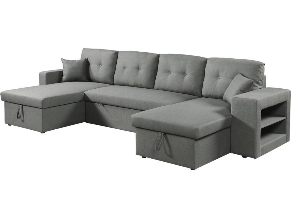 Panorama-Ecksofa mit Stoffbezug "Axel" - 4-Sitzer - Grau