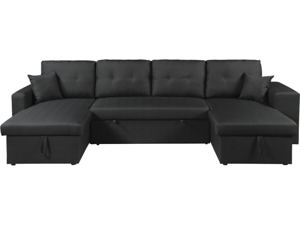 Panorama-Ecksofa mit Stoffbezug "Axel" - 4-Sitzer - Schwarz