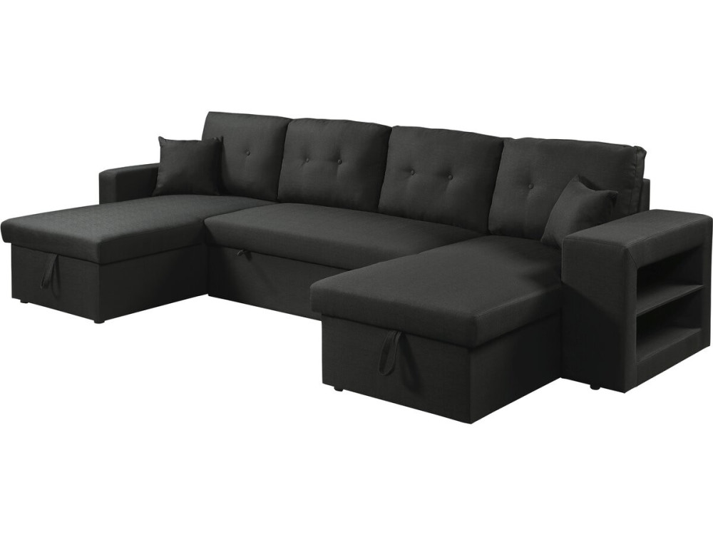 Panorama-Ecksofa mit Stoffbezug "Axel" - 4-Sitzer - Schwarz