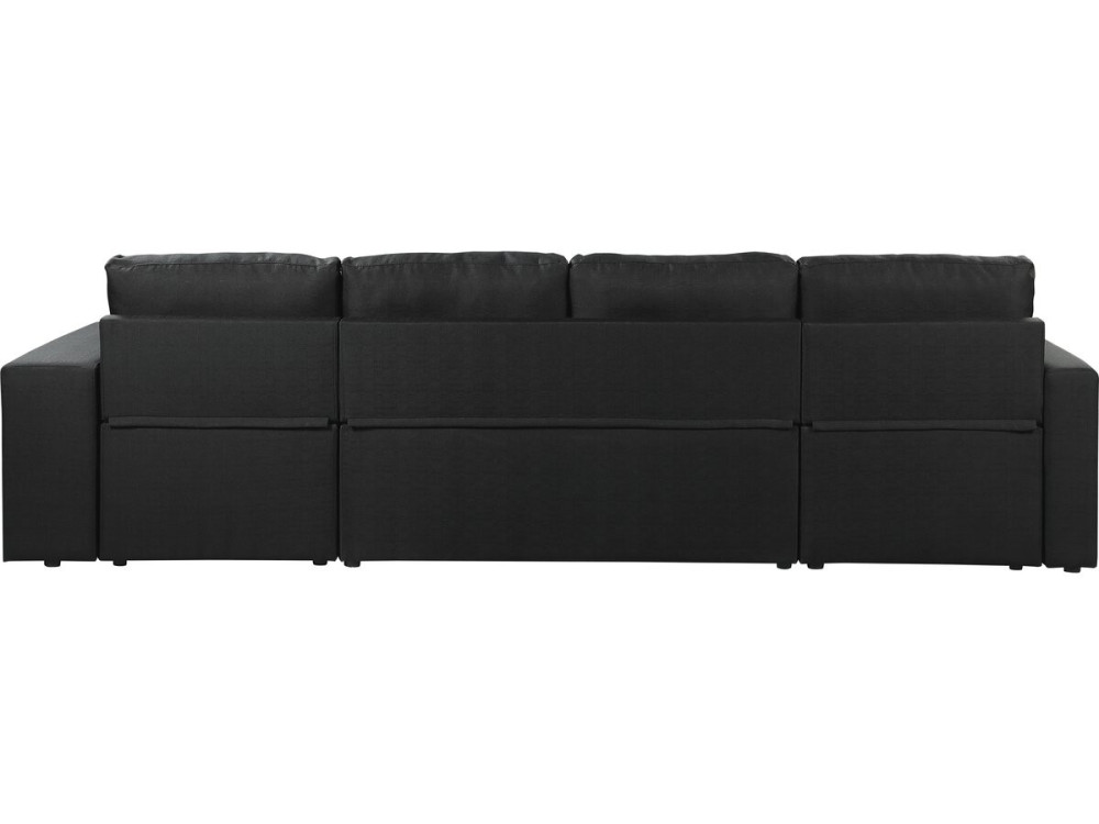 Panorama-Ecksofa mit Stoffbezug "Axel" - 4-Sitzer - Schwarz
