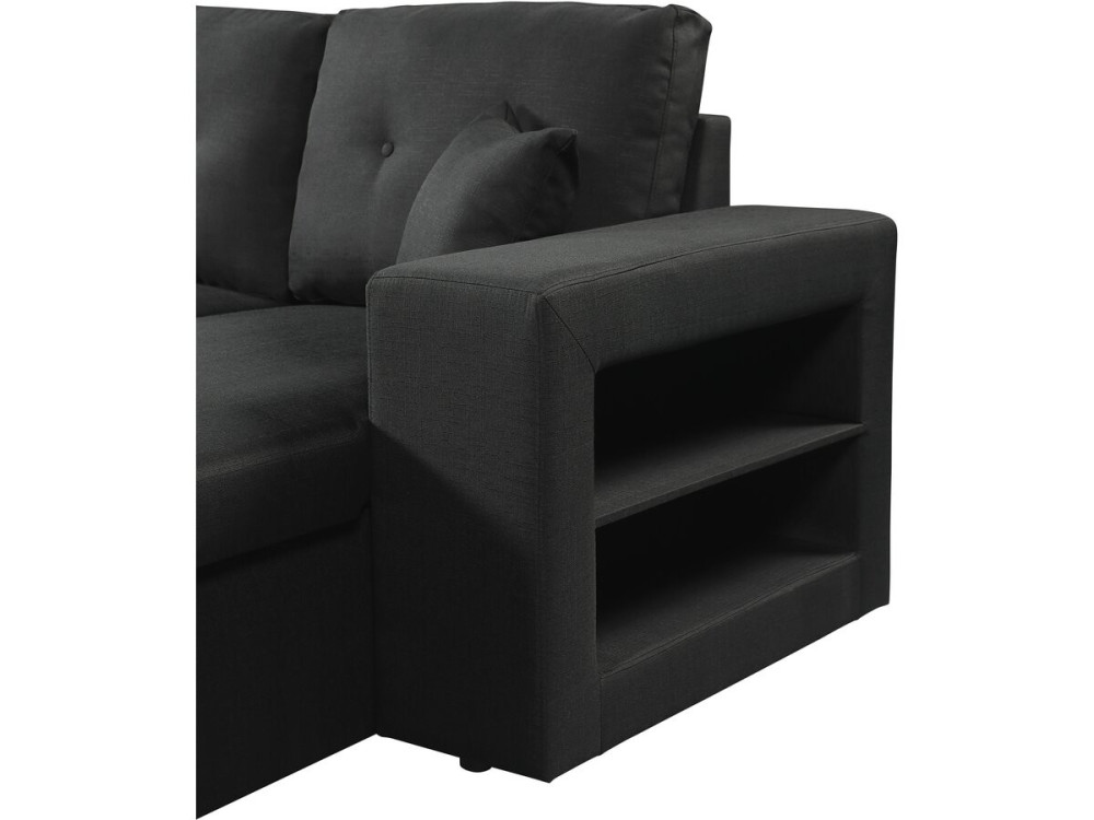 Panorama-Ecksofa mit Stoffbezug "Axel" - 4-Sitzer - Schwarz