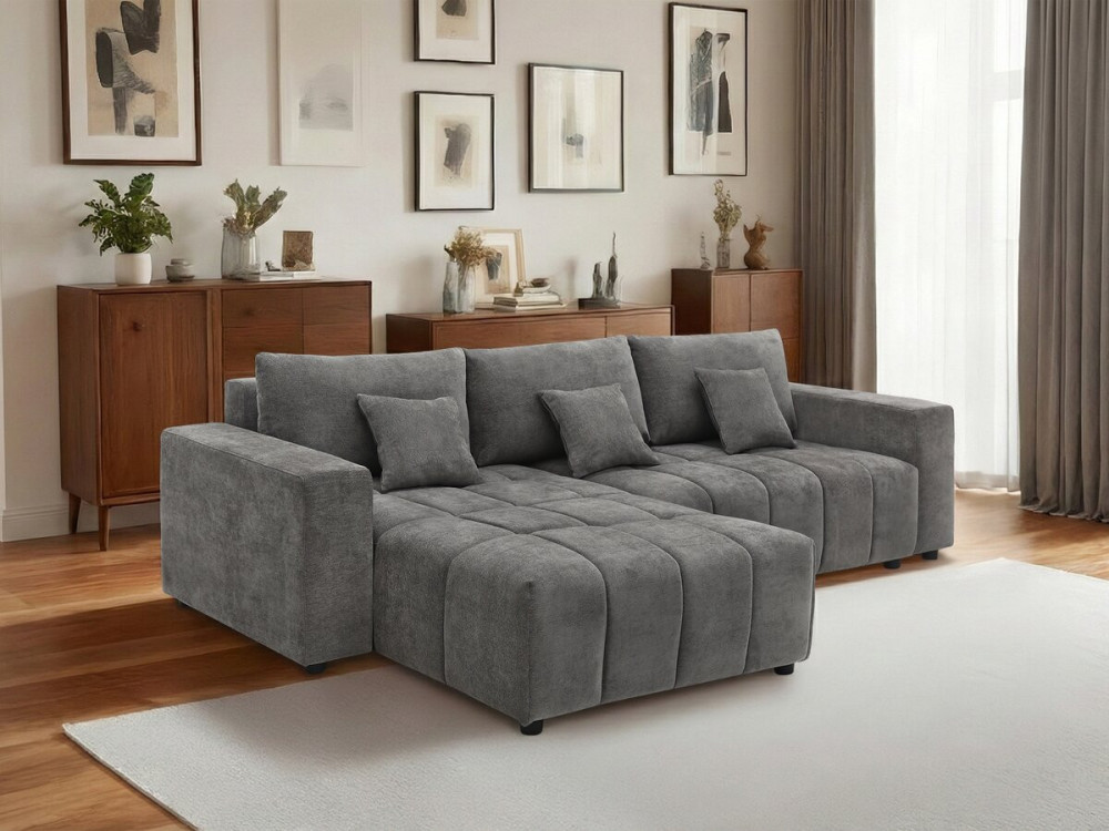 Stoff-Ecksofa, wendbar/umbaubar - "George" - 4-Sitzer - Grau