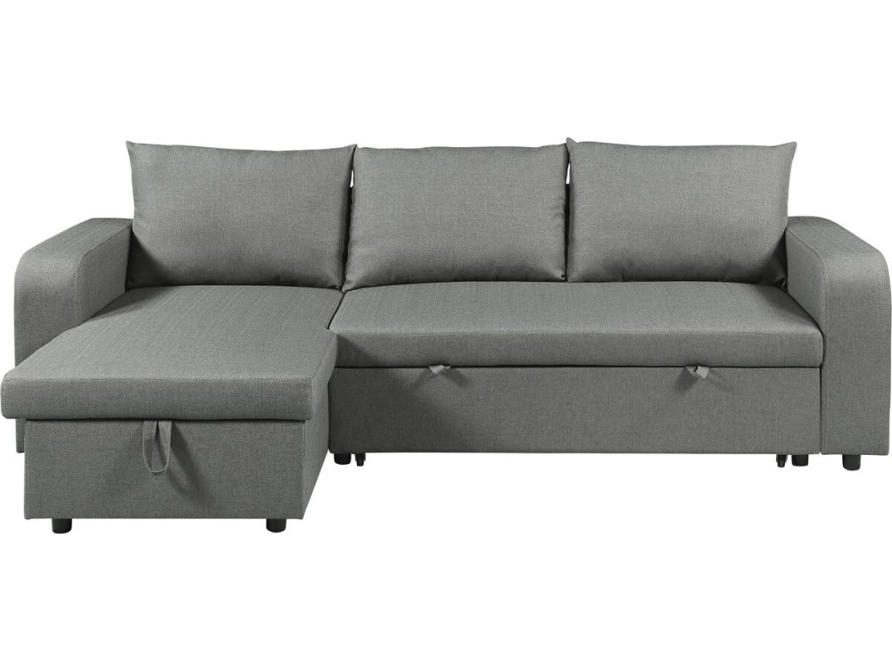 Stoff-Ecksofa "Victor" - 3-Sitzer, umkehrbar/umbaubar - Grau