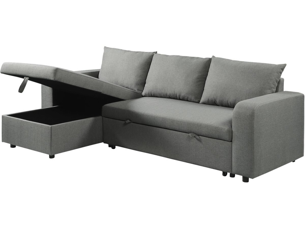 Stoff-Ecksofa "Victor" - 3-Sitzer, umkehrbar/umbaubar - Grau