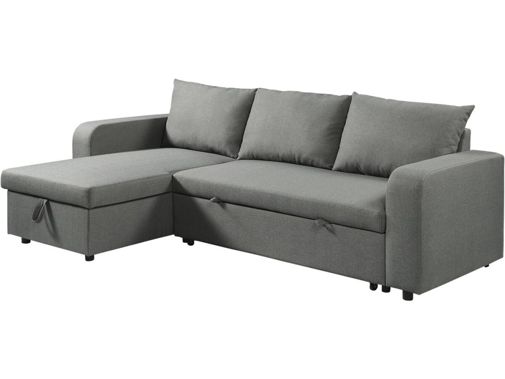 Stoff-Ecksofa "Victor" - 3-Sitzer, umkehrbar/umbaubar - Grau