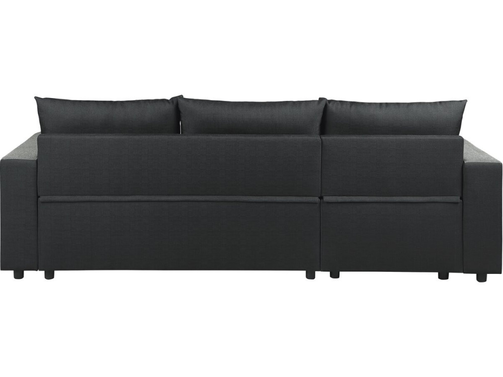 Ecksofa mit Stoffbezug "Victor", umkehrbar/wandelbar - 3-Sitzer - Schwarz