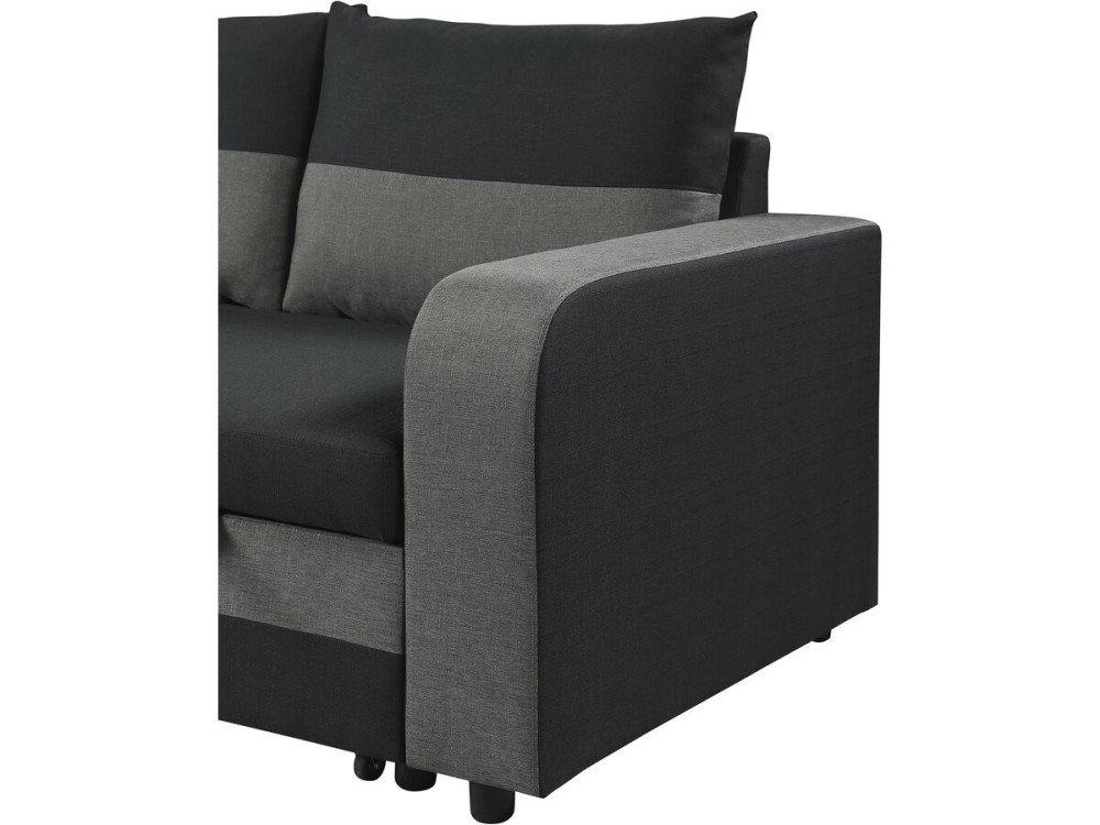 Ecksofa mit Stoffbezug "Victor", umkehrbar/wandelbar - 3-Sitzer - Schwarz
