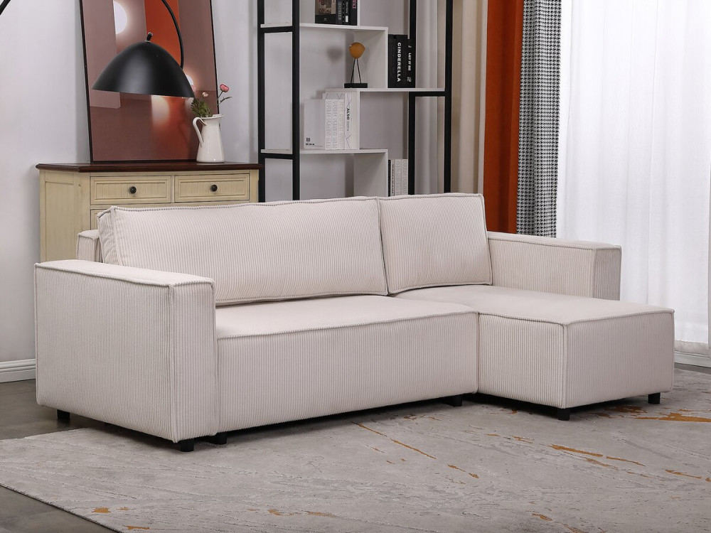 Ecksofa aus Cord "Montaigne S" - 3-Sitzer - Beige