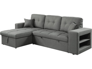 Ecksofa, umwandelbar/wendebar, Stoff, Bubble-Stil, "Axel", 3-Sitzer, grau