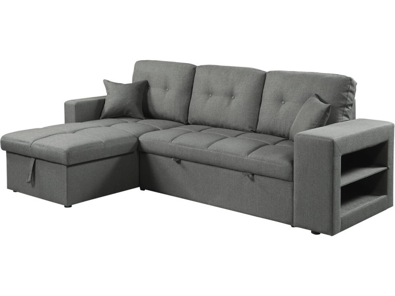 Ecksofa, umwandelbar/wendebar, Stoff, Bubble-Stil, "Axel", 3-Sitzer, grau
