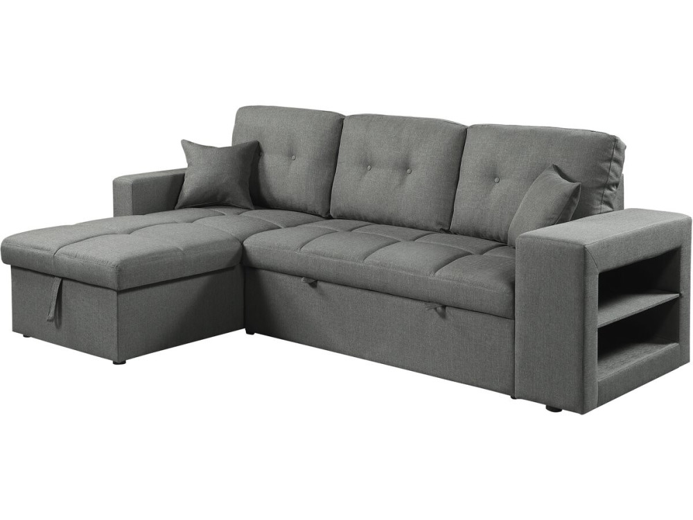 Ecksofa, umwandelbar/wendebar, Stoff, Bubble-Stil, "Axel", 3-Sitzer, grau