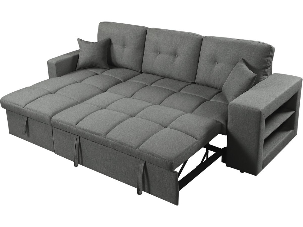 Ecksofa, umwandelbar/wendebar, Stoff, Bubble-Stil, "Axel", 3-Sitzer, grau