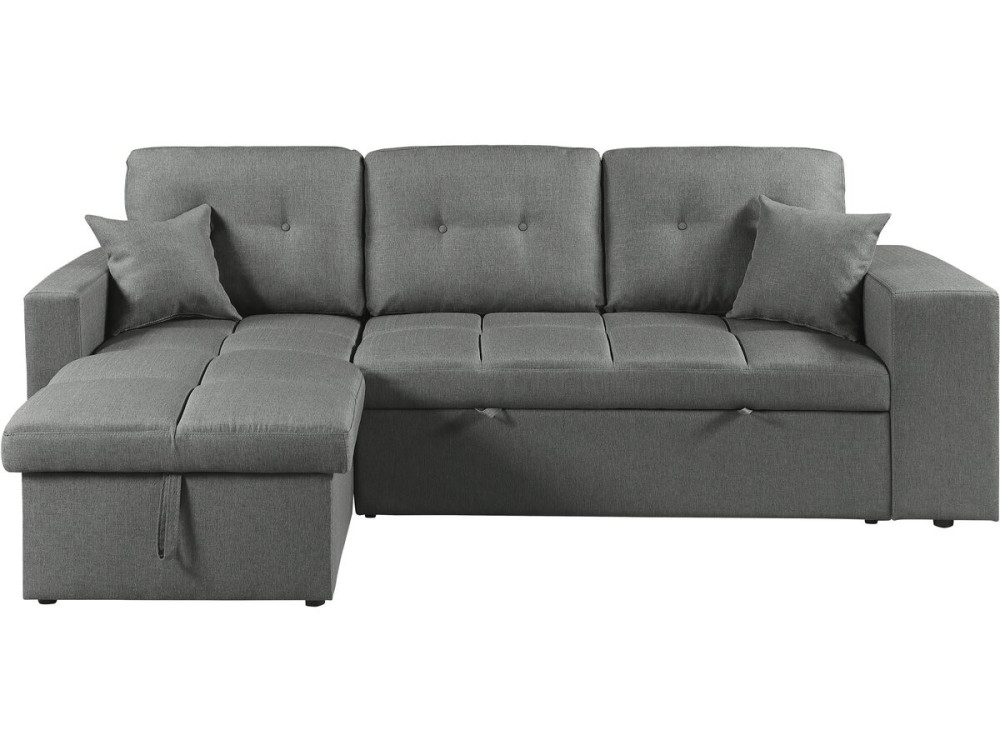 Ecksofa, umwandelbar/wendebar, Stoff, Bubble-Stil, "Axel", 3-Sitzer, grau