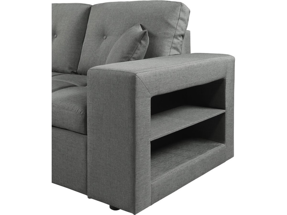 Ecksofa, umwandelbar/wendebar, Stoff, Bubble-Stil, "Axel", 3-Sitzer, grau