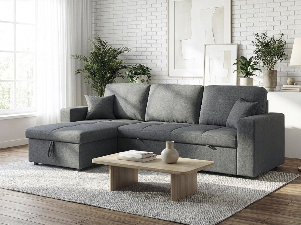 Ecksofa, umwandelbar/wendebar, Bubble-Stil "Alain" - 3-Sitzer - Grau