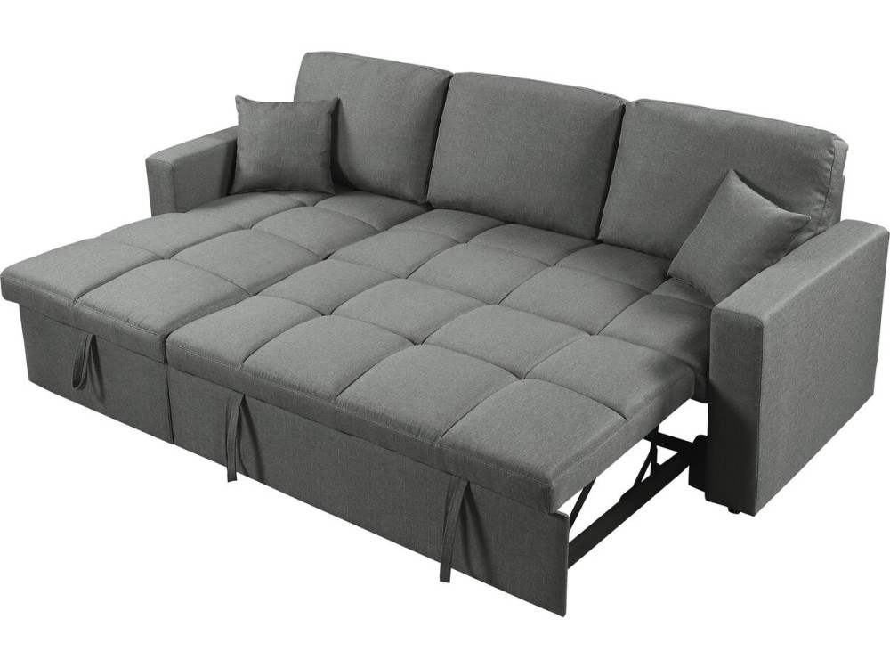Ecksofa, umwandelbar/wendebar, Bubble-Stil "Alain" - 3-Sitzer - Grau