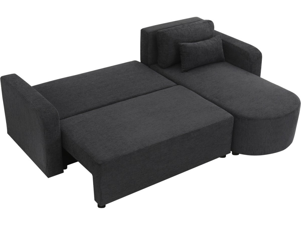 Ecksofa mit Stoffbezug, umwandelbar/wendebar, "Charles" - 3-Sitzer - Schwarz