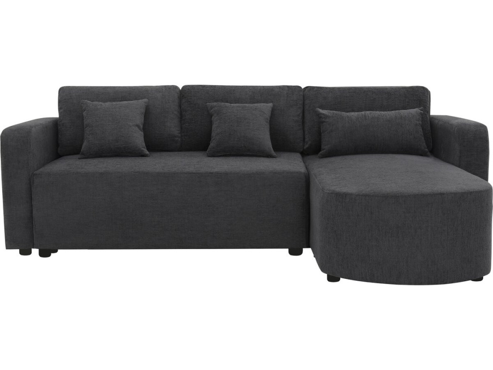 Ecksofa mit Stoffbezug, umwandelbar/wendebar, "Charles" - 3-Sitzer - Schwarz