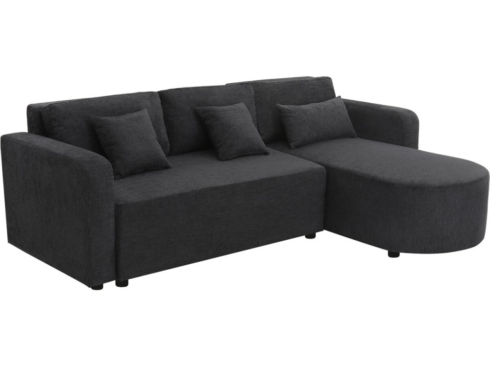 Ecksofa mit Stoffbezug, umwandelbar/wendebar, "Charles" - 3-Sitzer - Schwarz