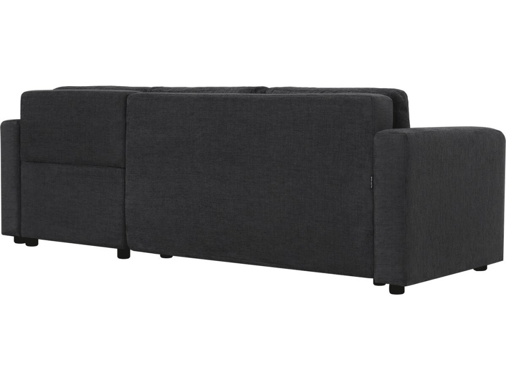 Ecksofa mit Stoffbezug, umwandelbar/wendebar, "Charles" - 3-Sitzer - Schwarz