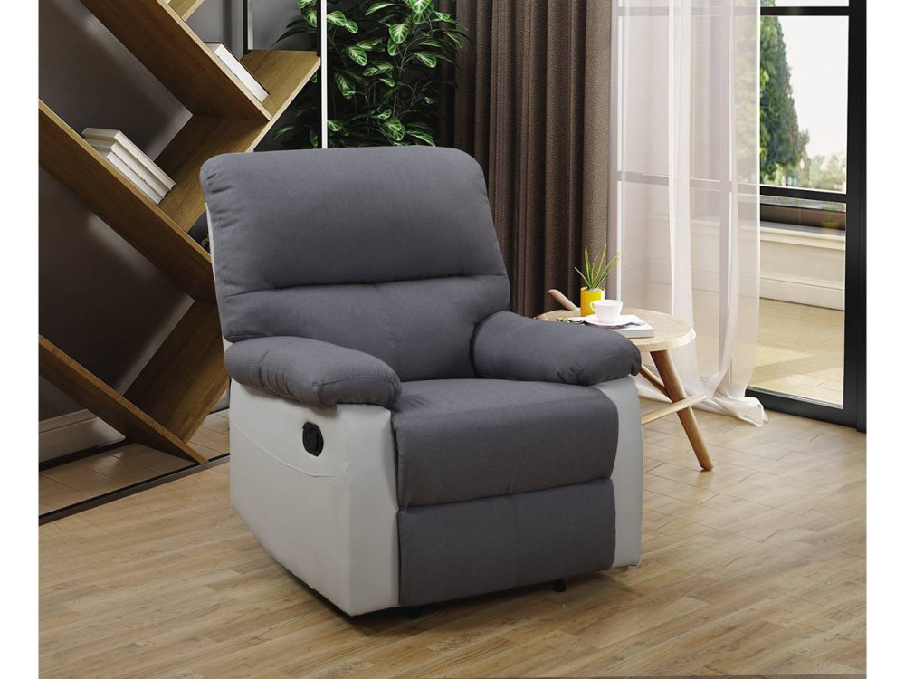 Relax-Sessel "Lincoln" - 90 x 89 x 103 cm - Weiß / Hellgrau